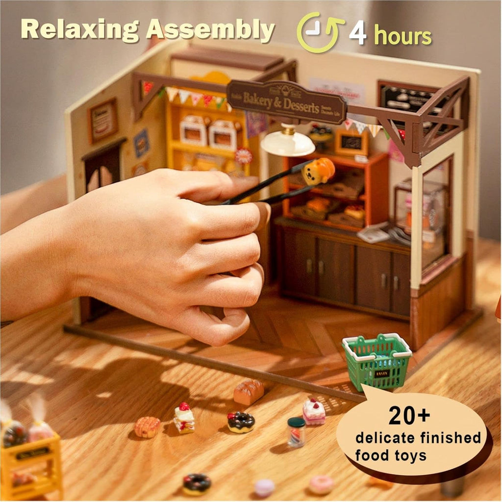 Rolife DIY Miniature Doll House Kit, Becka's Bakery Diorama with LED M859684