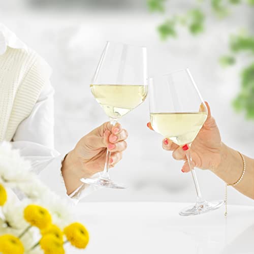 JoyJolt Layla White Wine Glasses, Set of 4, 13.5 oz, Clear I3892