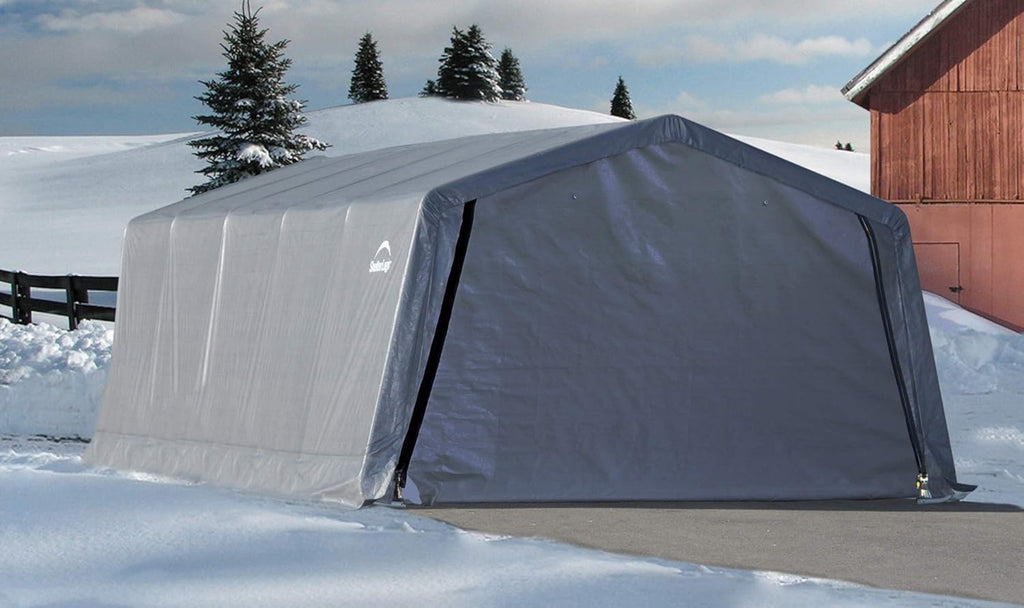 ShelterLogic Peak Style Garage-in-a-Box, Grey, 12 x 20 x 8 ft. X46934