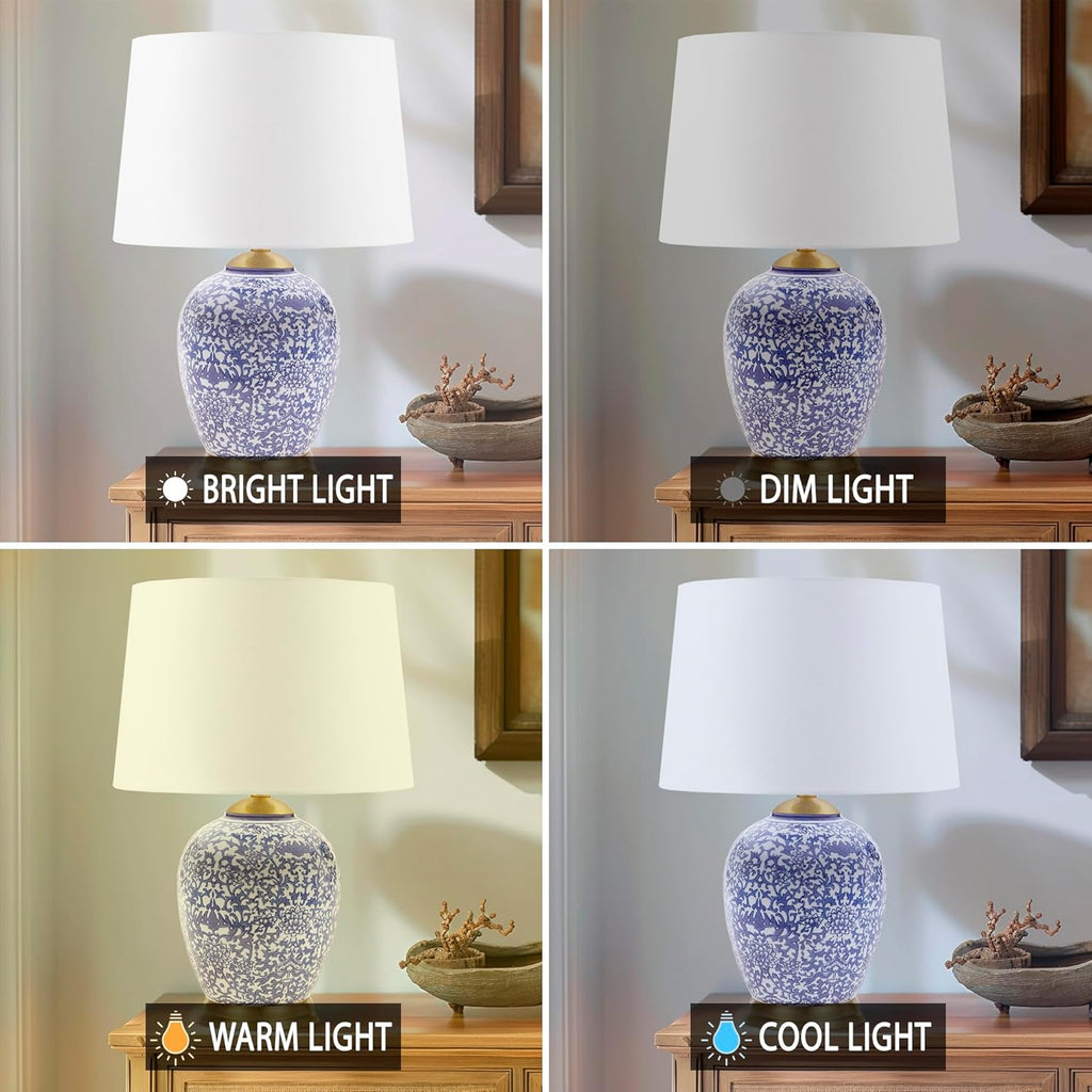 MARTHA STEWART Mystique Table Lamp Ceramic Urn Nightstand Lamp Blue 22.5" H L335404