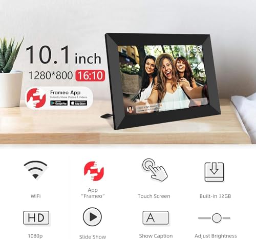 Frameo 10.1 Inch WiFi Digital Picture Frame with Touch Screen, 32GB, Black G5743