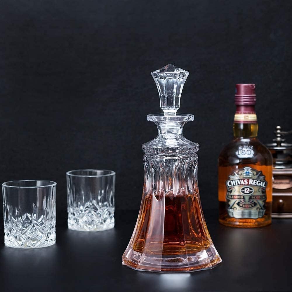 KANARS Whiskey Decanter Set with 4 Glasses, Crystal, 9-Piece G1717