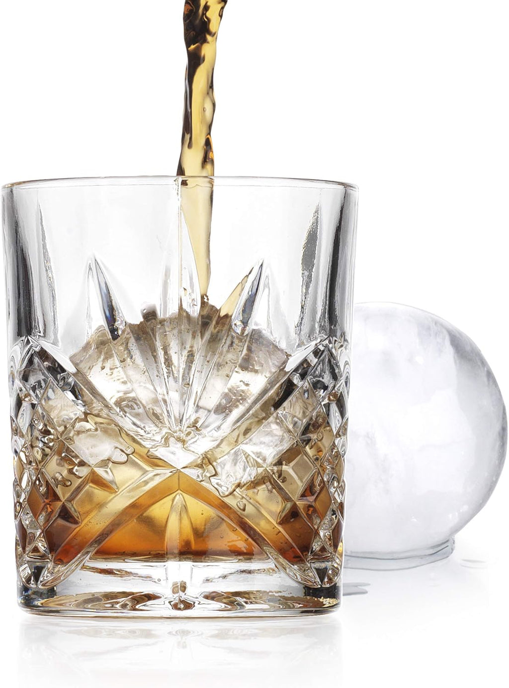 Godinger Dublin Collection Old Fashioned Whiskey Glasses with Ice Ball Mold, Set of 2 X239