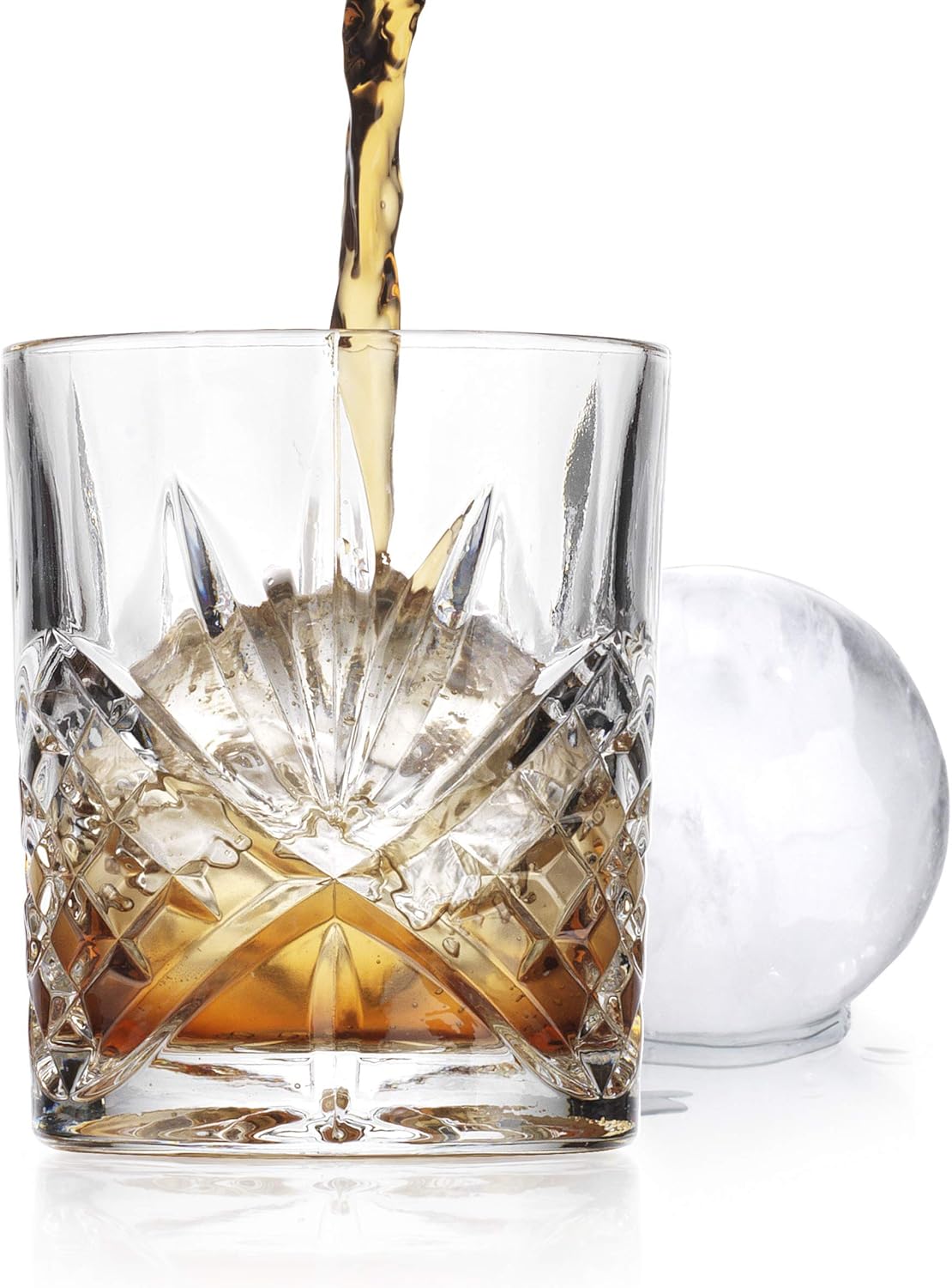 Godinger Dublin Collection Old Fashioned Whiskey Glasses with Ice Ball Mold, Set of 2 X239