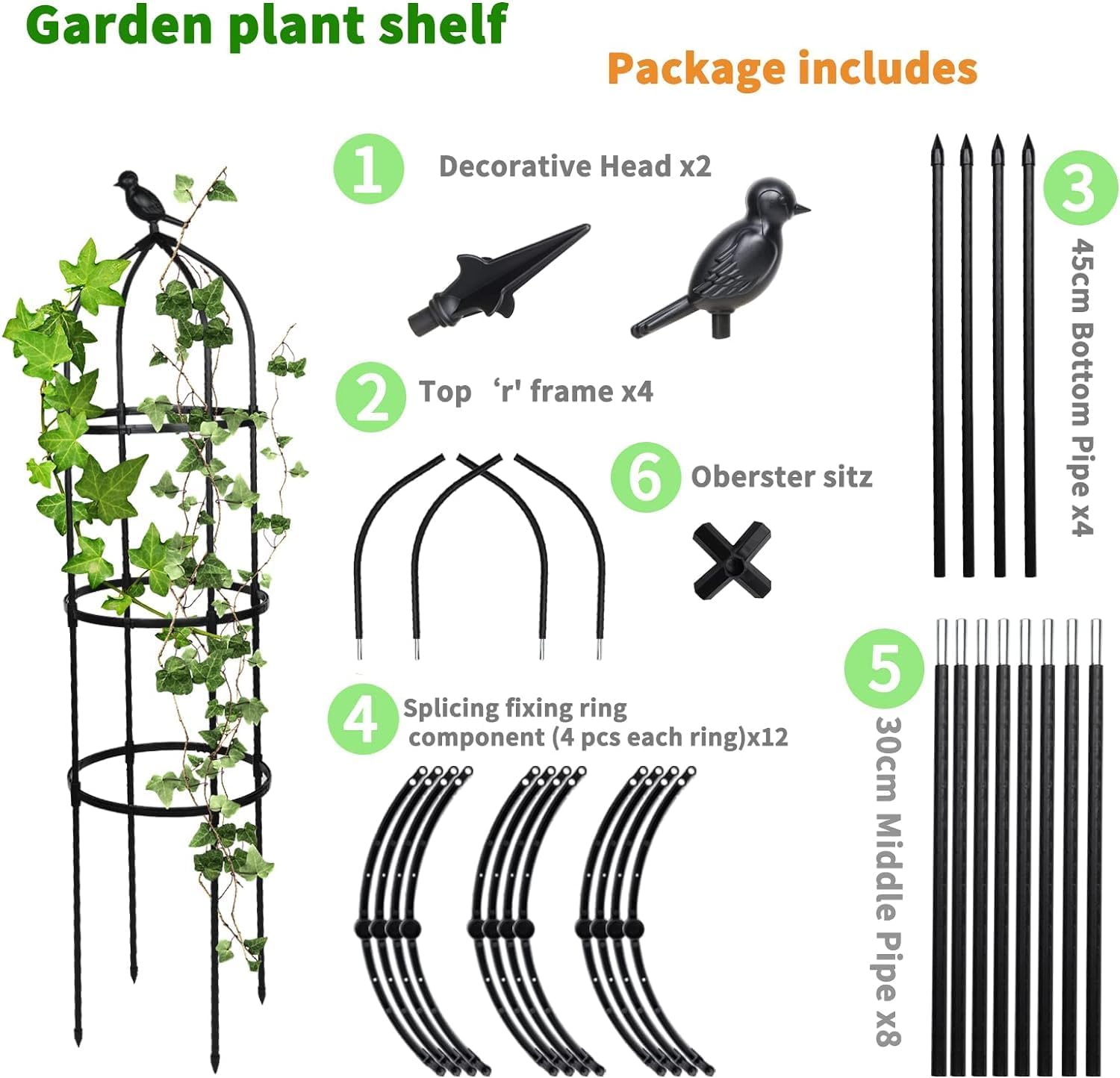 Garden Trellis for Climbing Plants Outdoor, 6ft Tall Plant Support J1513