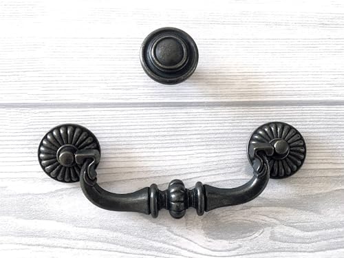 4.5" C-C Bail Drawer Pull Vintage Antique Black Bronze Cabinet Hardware D9926