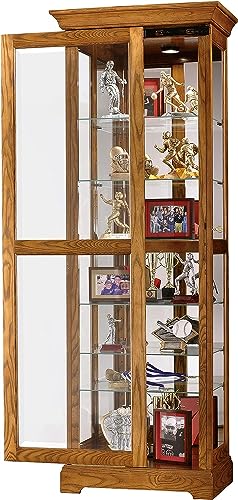 Howard Miller Chu Curio Cabinet II 549-178 Legacy Oak Finish, 6-Shelf Locking Display Case S57532