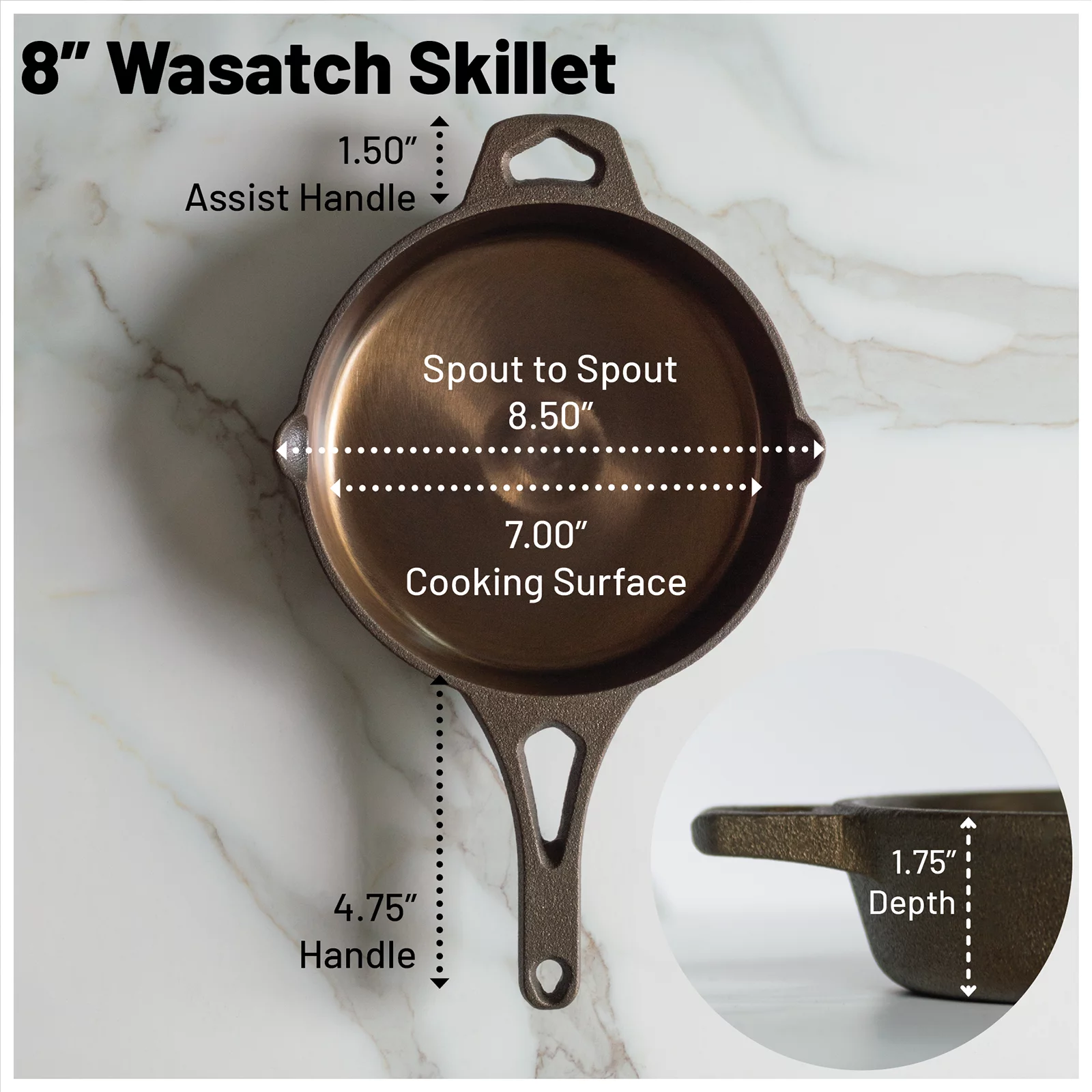 Backcountry Iron 8 Inch Pre-Seasoned Round Cast Iron Skillet J750