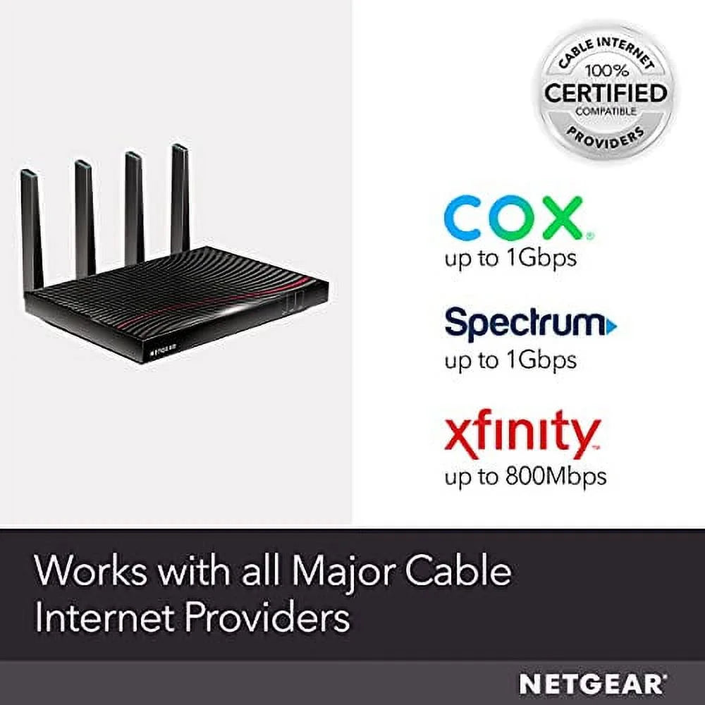 NETGEAR Nighthawk C7800 Cable Modem WiFi Router Combo, DOCSIS 3.1, AC3200 W607