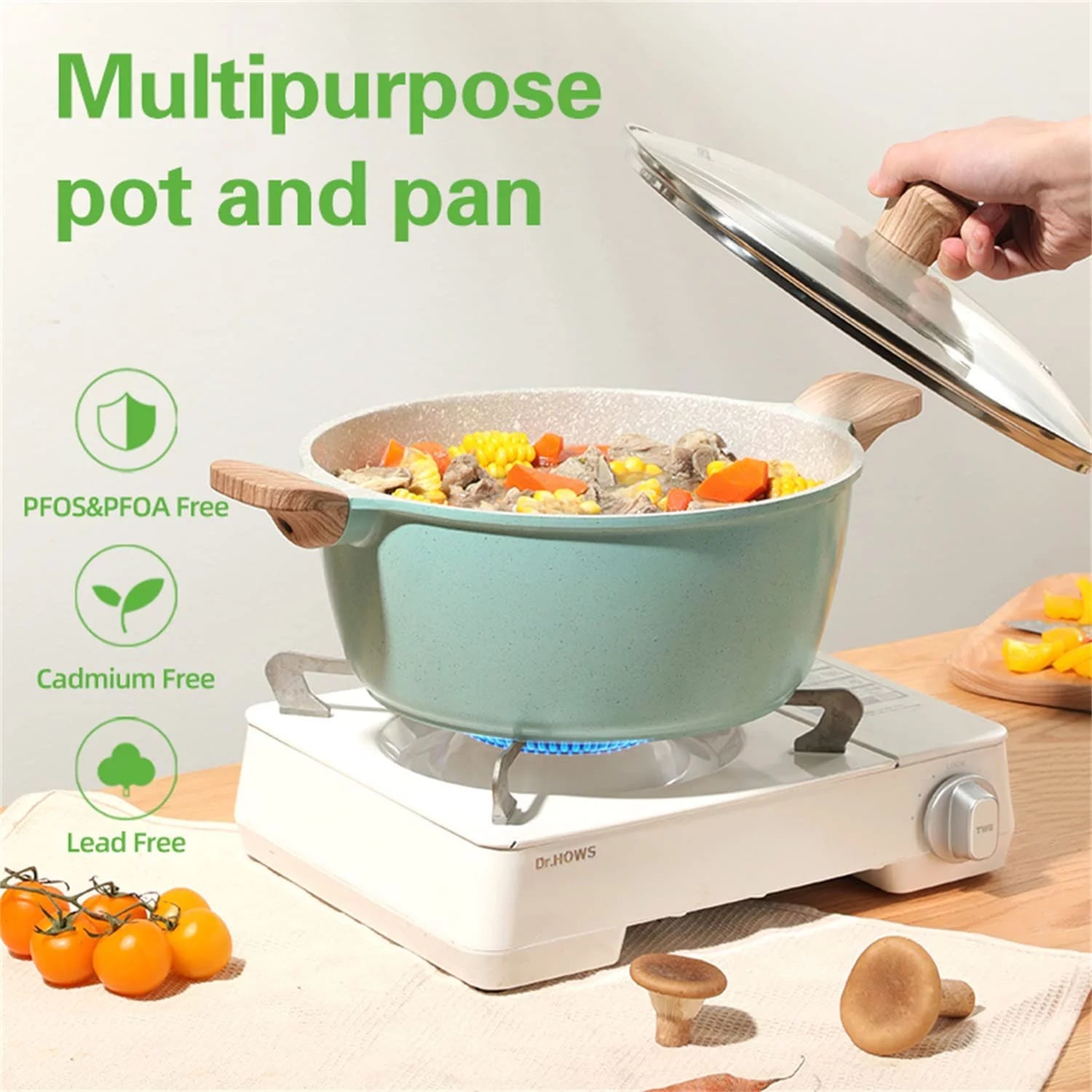 Nonstick Cookware Set 12-Piece Granite Coating Pots and Pans U8802