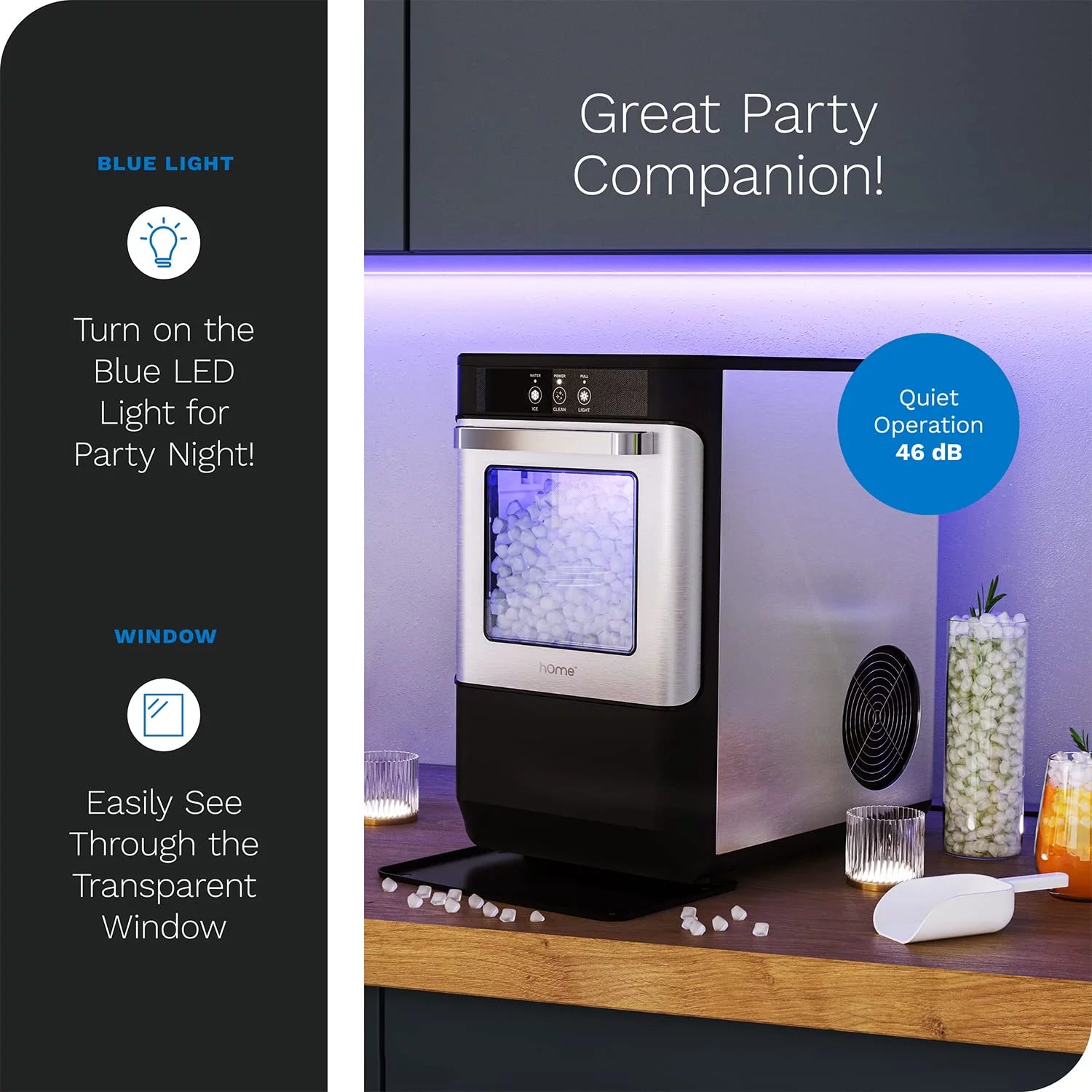 hOmeLabs Countertop Nugget Ice Maker - Stainless Steel with Touch Screen K58144