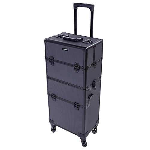 Rolling Makeup Train Case with Removable Wheels, Black D763