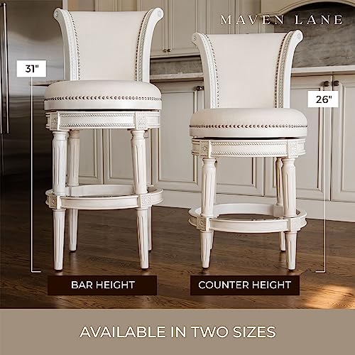 Maven Lane Pullman 31 Inch Upholstered Barstool with Back, Weathered Oak, Set of 3 B7188