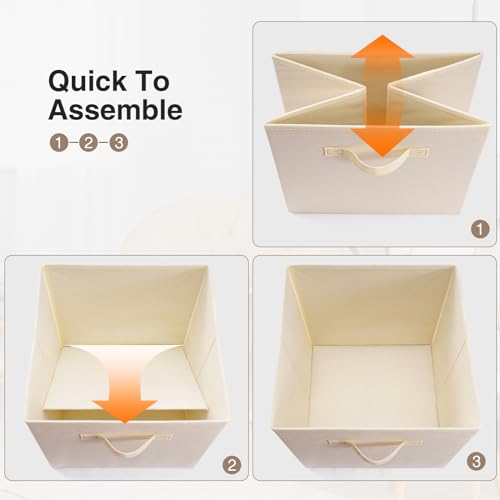 13 inch Fabric Storage Cubes 6 Pack with Handle, Collapsible Cube Bins L972