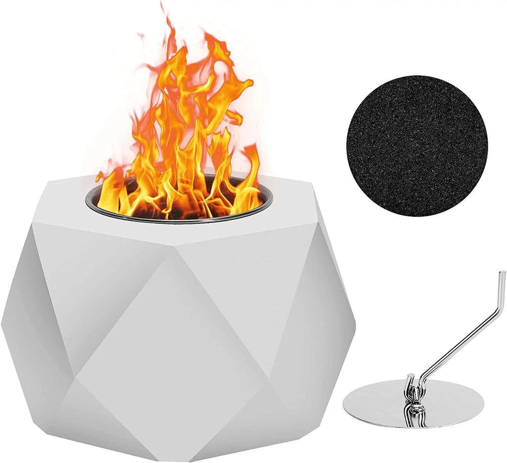 Tabletop Fire Pit Bowl - Concrete Tabletop Fireplace Indoor Outdoor Decoration Portable Exterior Alcohol Burner Smoker for Patio Balcony