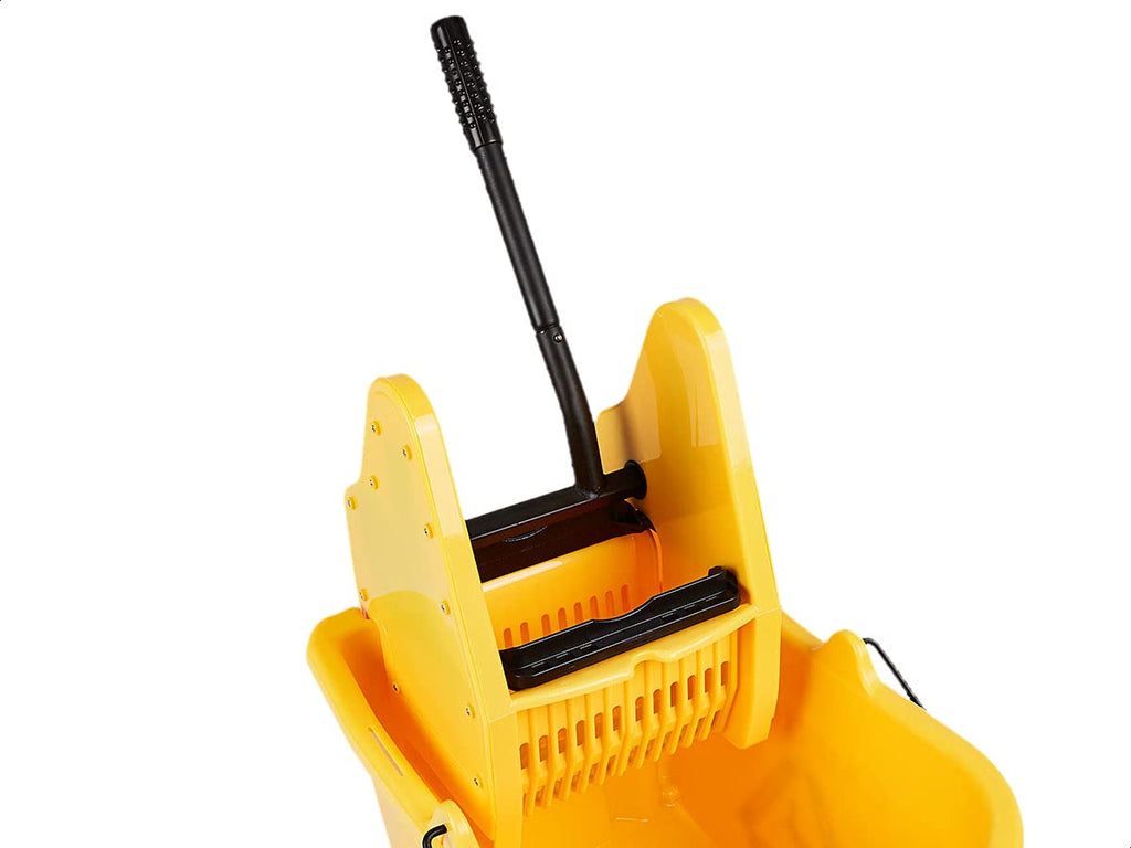 Amazon Basics Rectangular Mop Bucket with Down Press Wringer, 35-Quart, Yellow L9108