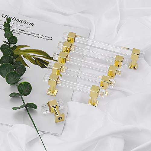 30 Pack Cabinet Pulls 5 Inch Hole Center Gold Acrylic Drawer Handles B672672