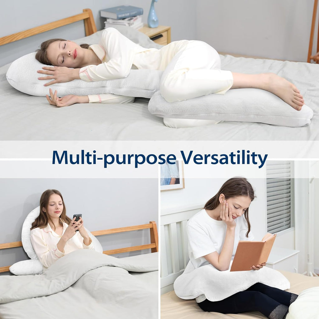 HOMCA Body Pillow for Adults, Shredded Memory Foam, Side Sleeper with Cover J2020