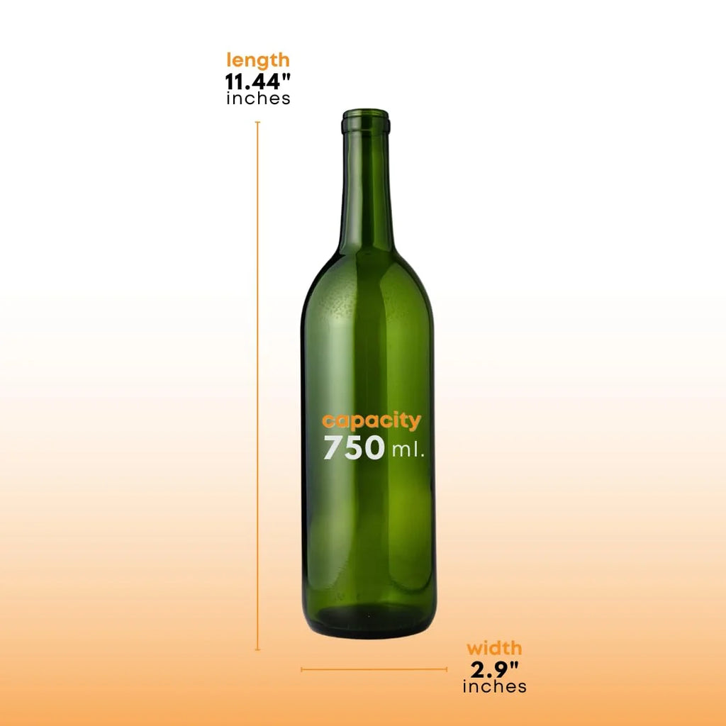 Green Wine Bottles 750ml, Pack of 12 H973