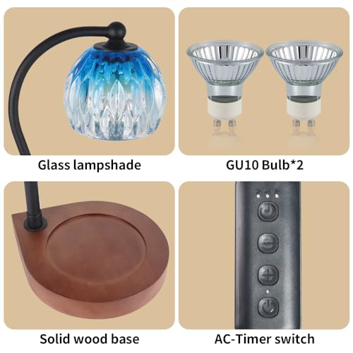Candle Warmer Lamp with Timer & Dimmer for Jar Candles, Black-Blue I83292