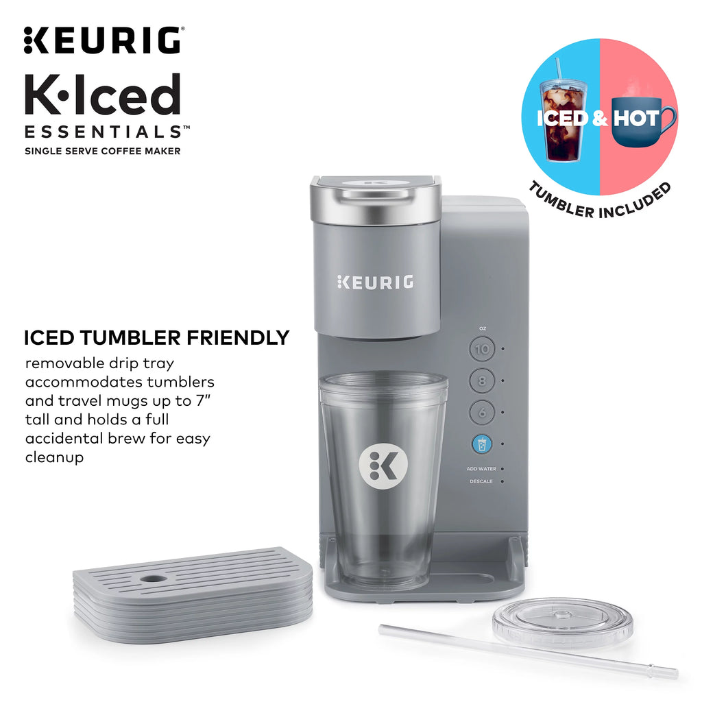 Keurig K-Iced Essentials Gray Iced and Hot Single-Serve K-Cup Pod Coffee Maker A122432
