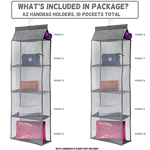 XL Hanging Handbag Purse Organizer for Closet, 2 Pack, Grey M682404