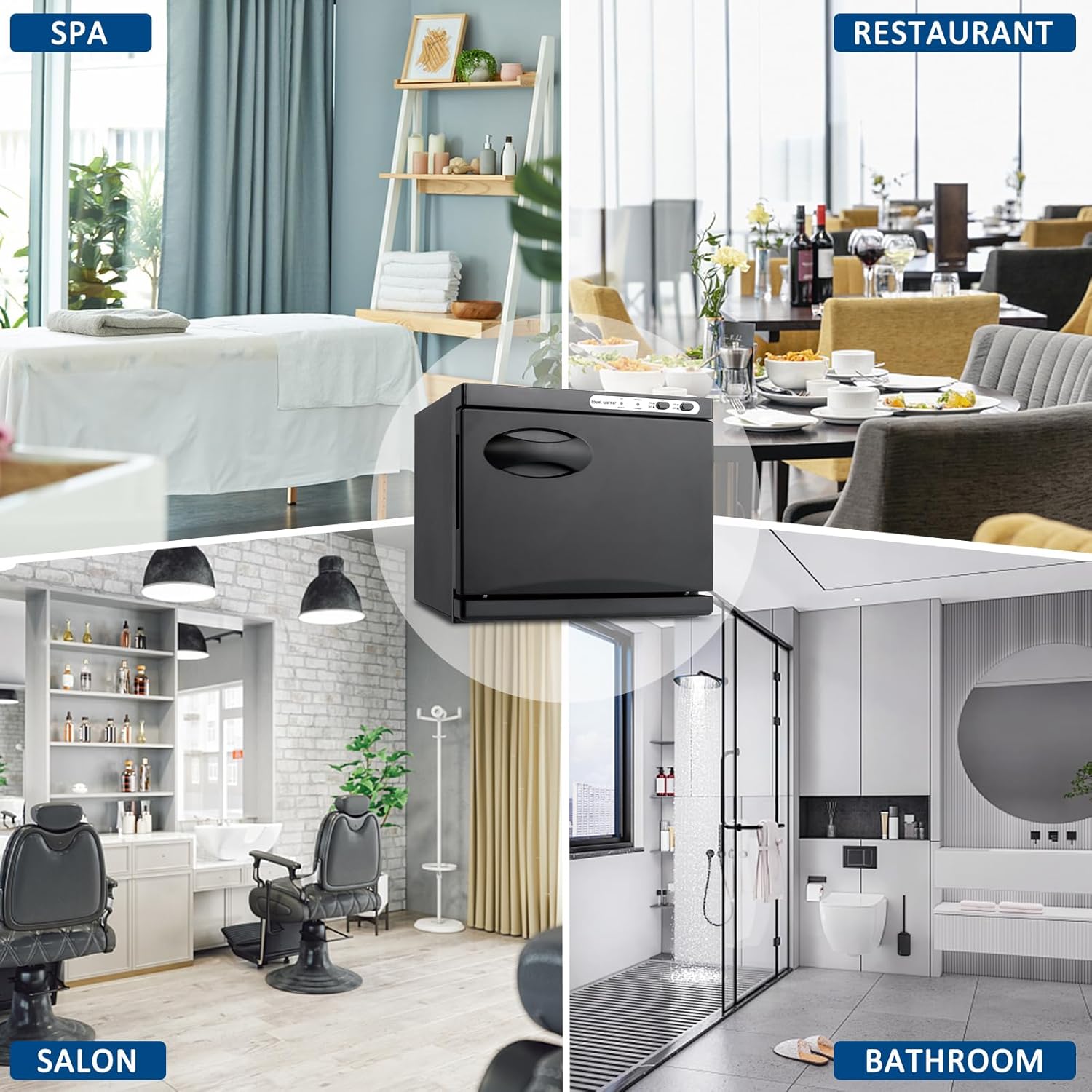 Black Aluminum Towel Warmer Cabinet for Salons & Spas F920198