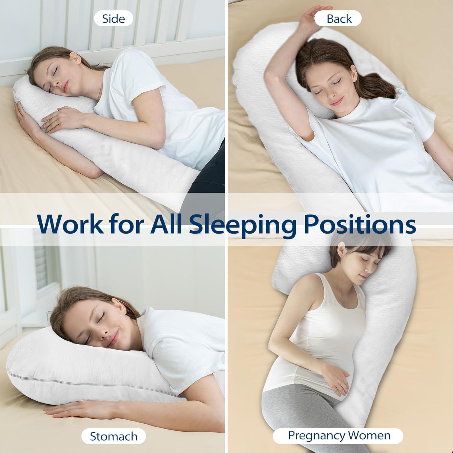 HOMCA Body Pillow for Adults, Shredded Memory Foam, Side Sleeper with Cover J2020