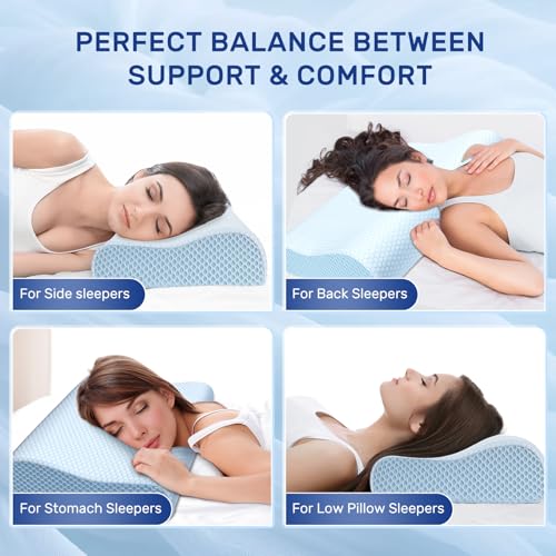 Contour Memory Foam Neck Pillow for Sleeping, Ergonomic Support - Grey M951245