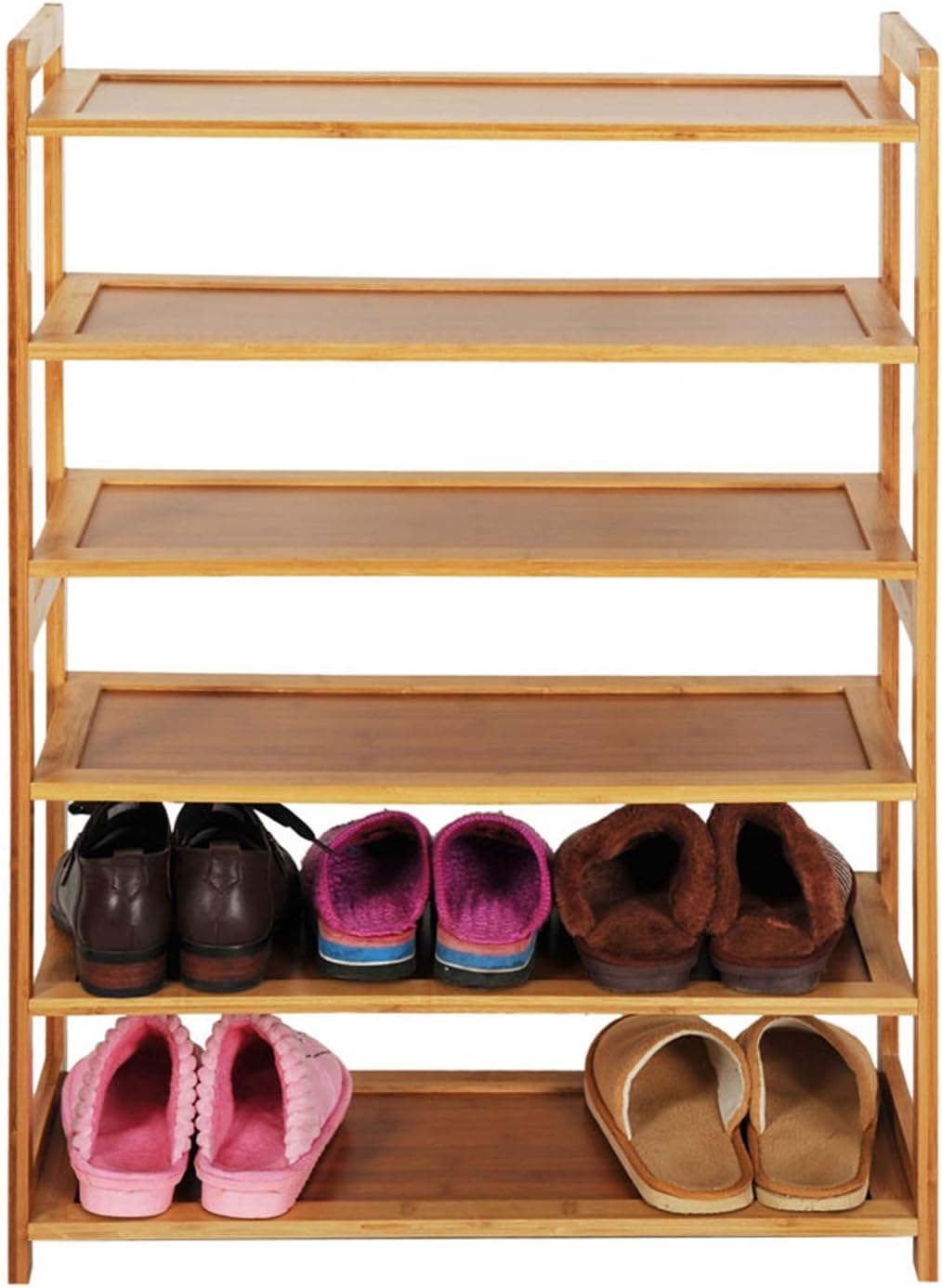 9zH&K 6 Tier Bamboo Shoe Rack for Entryway Hallway Closet W31429