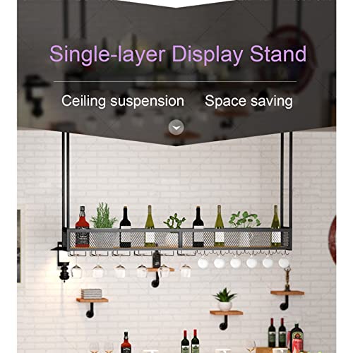 Hanging Wine Rack with Upside Down Wine Glass Holder, Wrought Iron, 50KG Capacity E828156