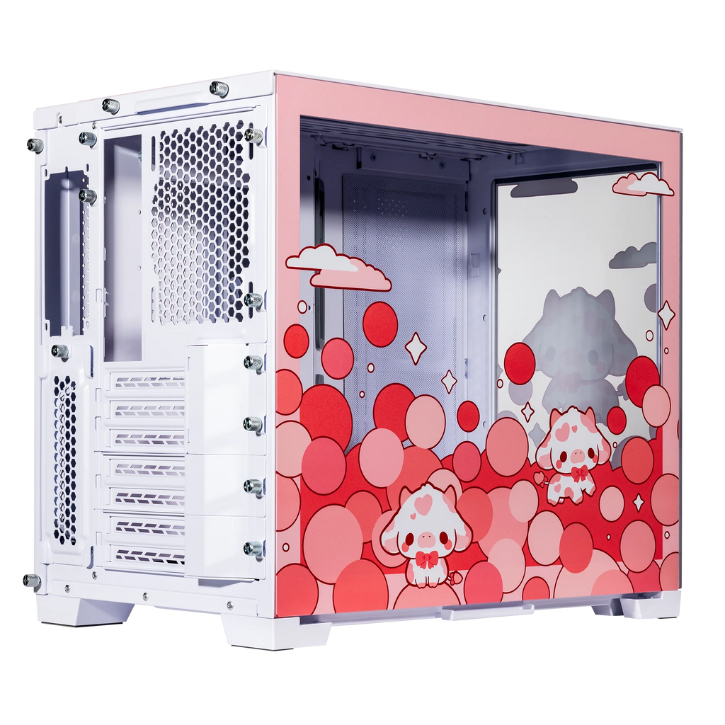 Velztorm Bubble Cow Custom Art Aluminum Tempered Glass O11 Dynamic Mini Rose Pink Gaming Computer Case D216277