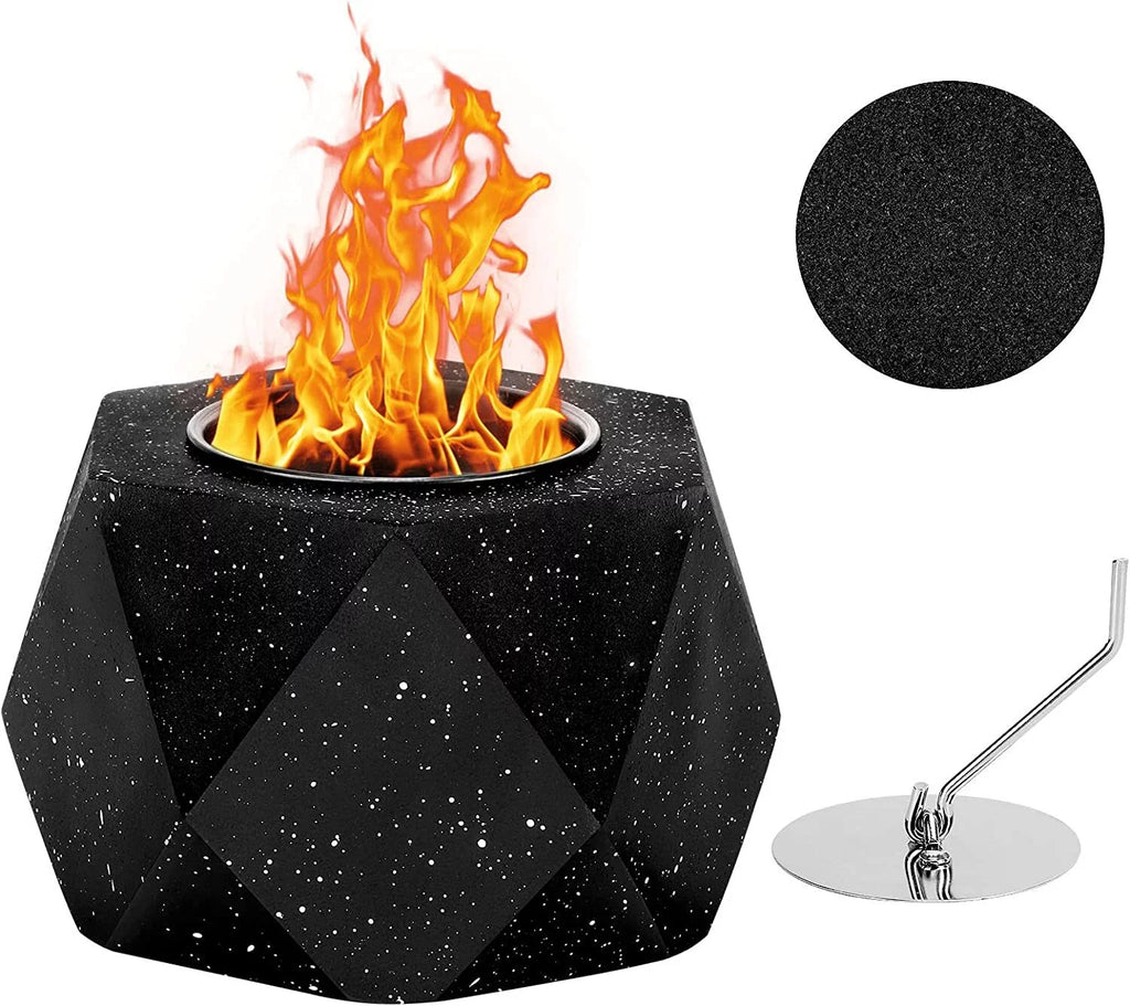 Tabletop Fire Pit Bowl - Concrete Tabletop Fireplace Indoor Outdoor Decoration Portable Exterior Alcohol Burner Smoker for Patio Balcony
