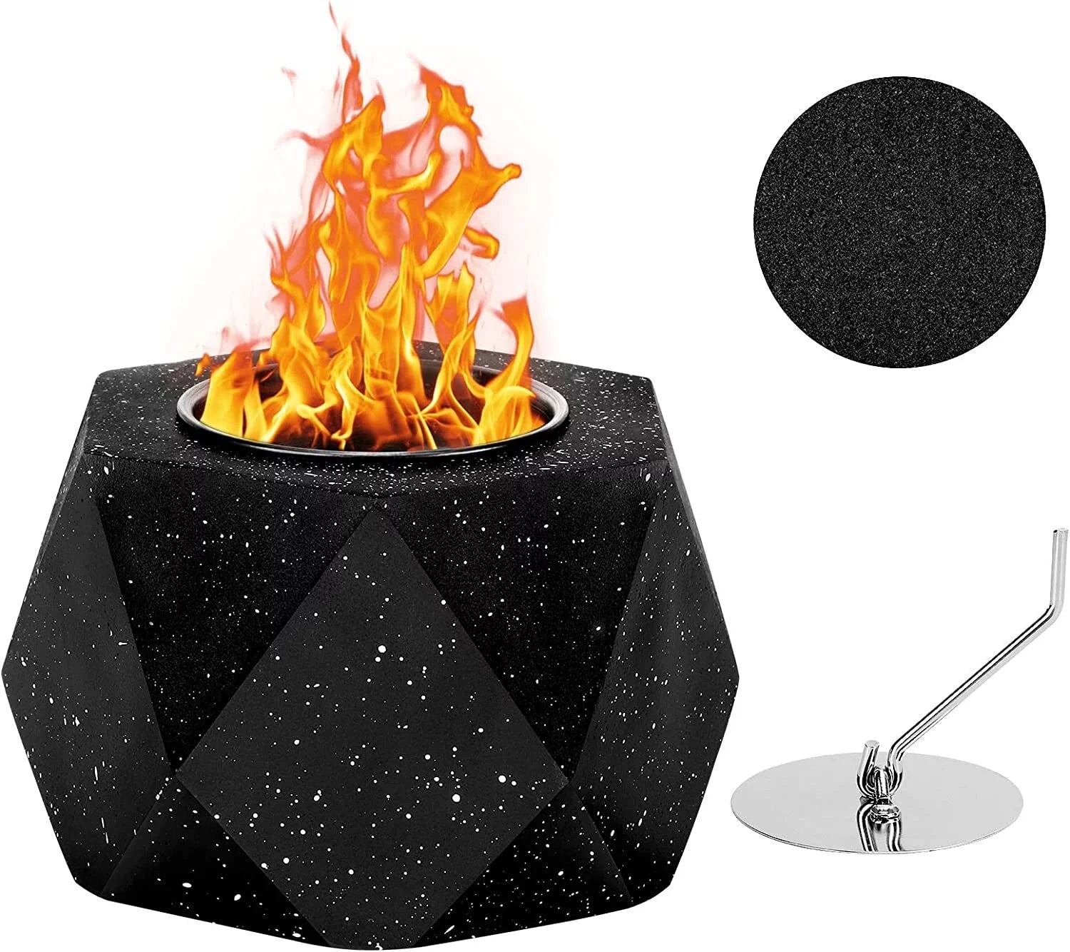Tabletop Fire Pit Bowl - Concrete Tabletop Fireplace Indoor Outdoor Decoration Portable Exterior Alcohol Burner Smoker for Patio Balcony