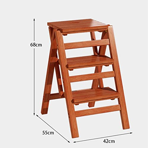 Wooden Folding Step Stool 3 Step Ladder for Home, Library and Office B158982