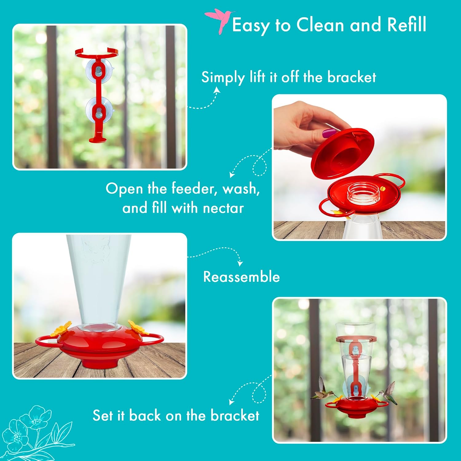 Window Hummingbird Feeders for Outdoors with Strong Suction Cups V53843