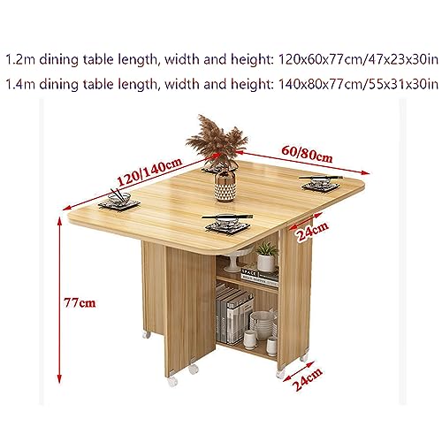 Extendable Drop Leaf Dining Table, Folding Kitchen Table, Wood, 140cm E925