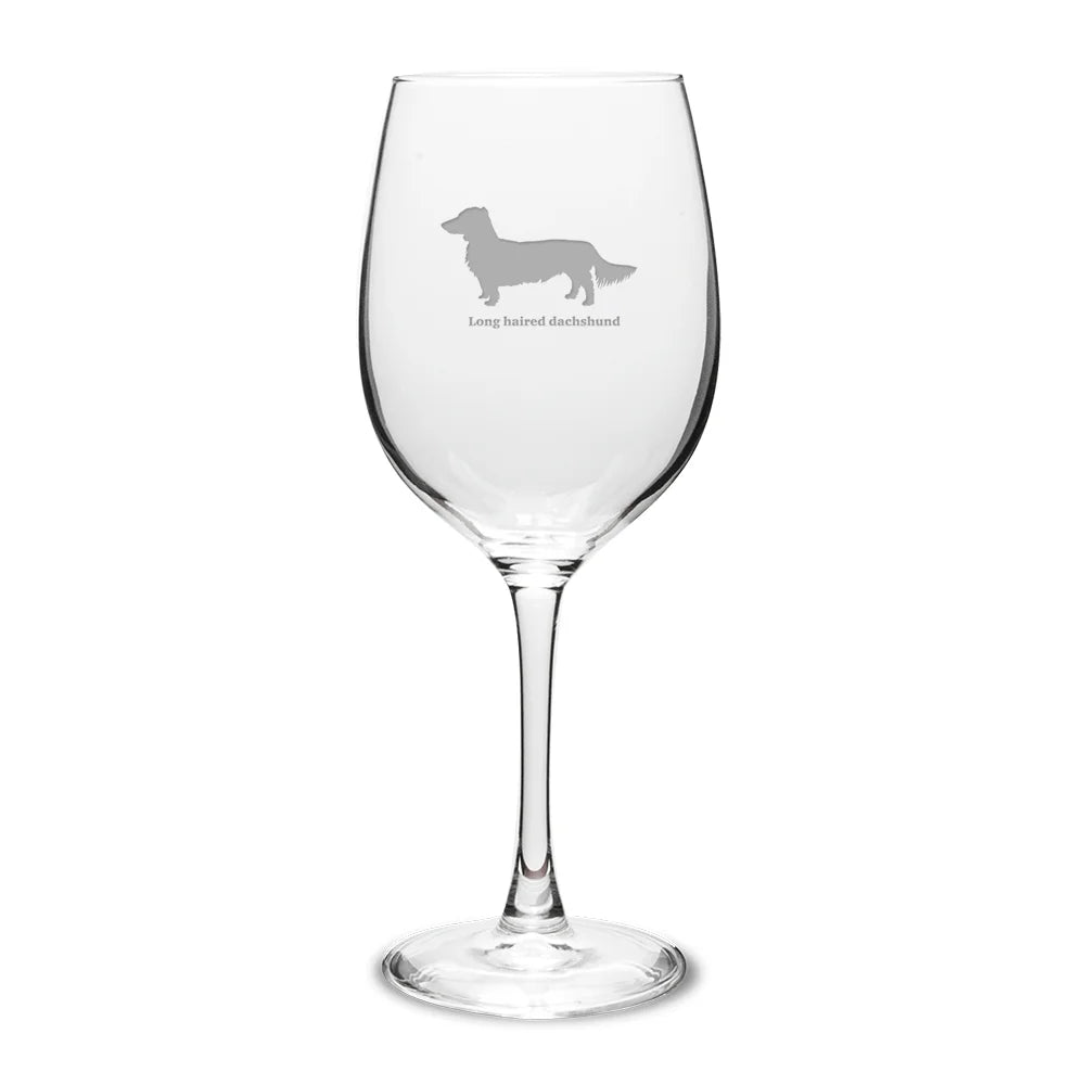 Long Haired Dachshund 16 oz Classic White Wine Glass