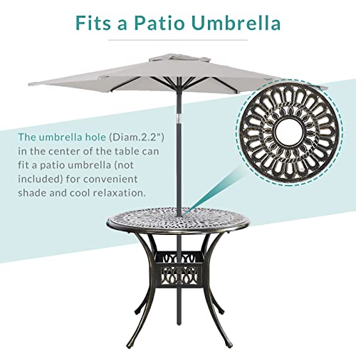 MEETWARM 3-Piece Outdoor Patio Dining Set with Swivel Rocker Chairs and Round Table Q934306