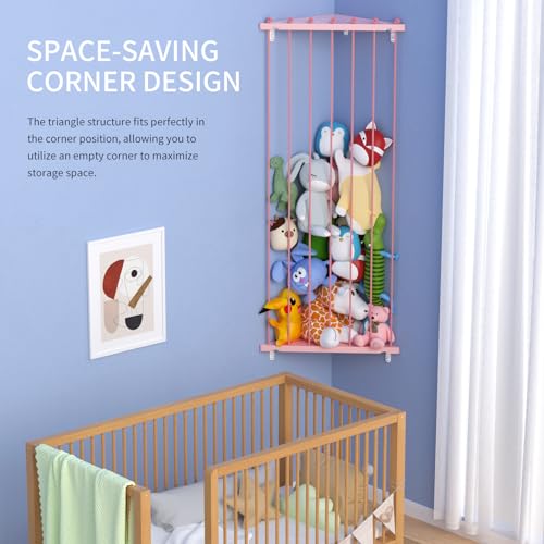 Corner Stuffed Animal Storage Organizer for Kids Room, Space Black A768