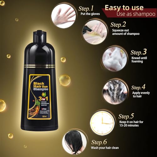 Ivnil Meidu Dark Brown Hair Dye Shampoo 3 in 1 for Grey Hair, 500ML W673