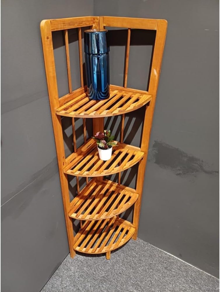 4-Tier Open Wooden Corner Bookshelf, 11" W x 43" H C756