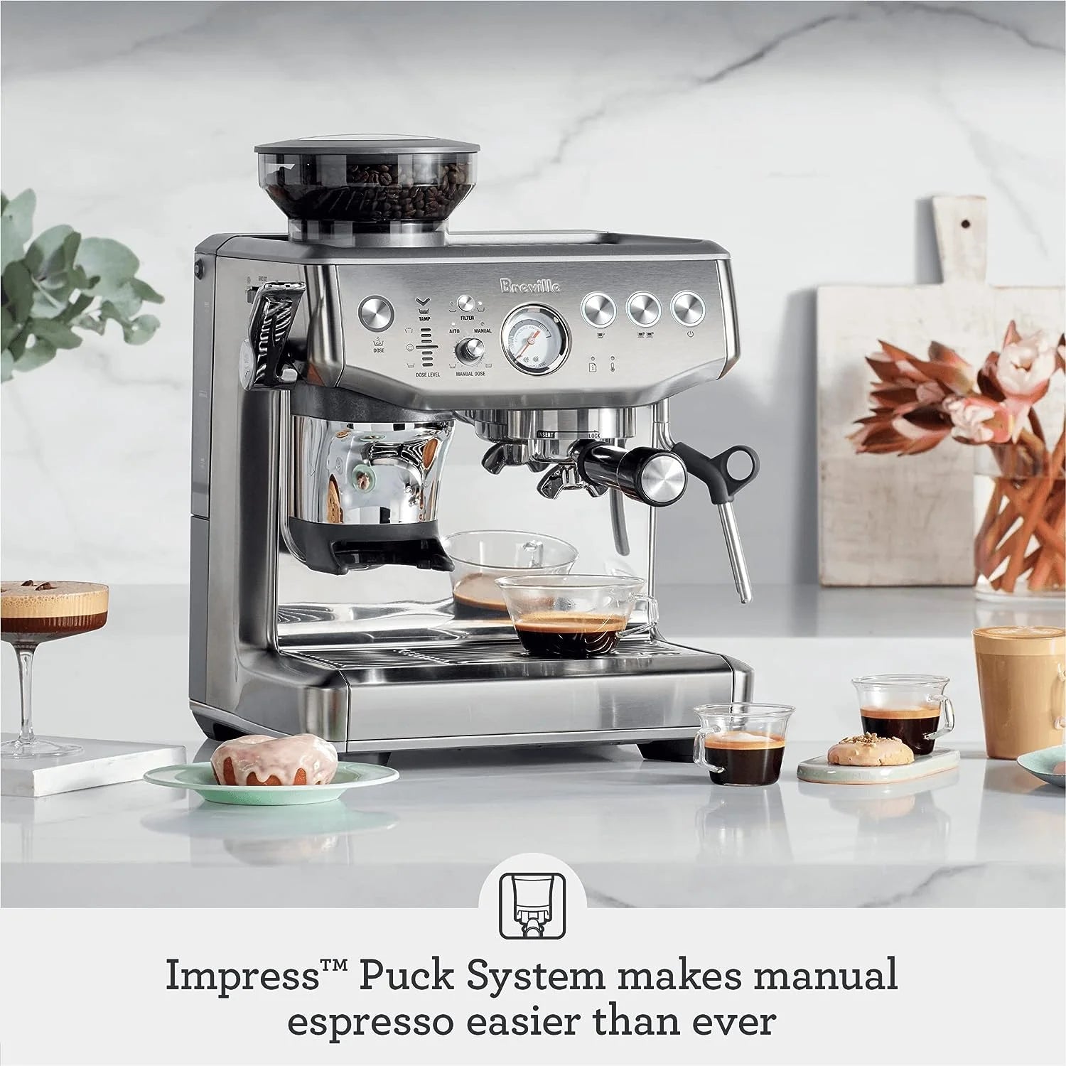 Breville Barista Express Impress Espresso Machine, Stainless Steel C983