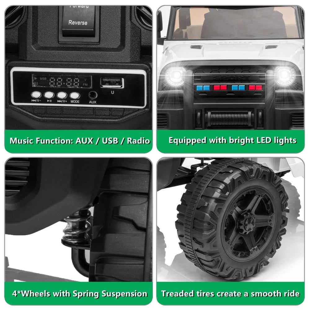 Zimtown Safety 12V Electric Ride On Truck for Kids, White A78641