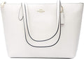 Coach Leather Zip Top Tote Chalk