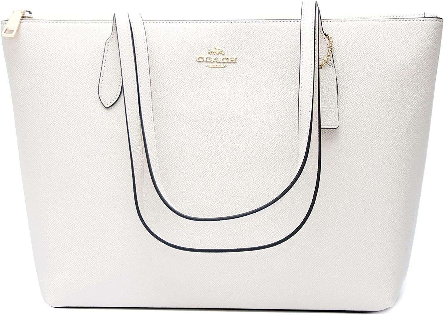 Coach Leather Zip Top Tote Chalk