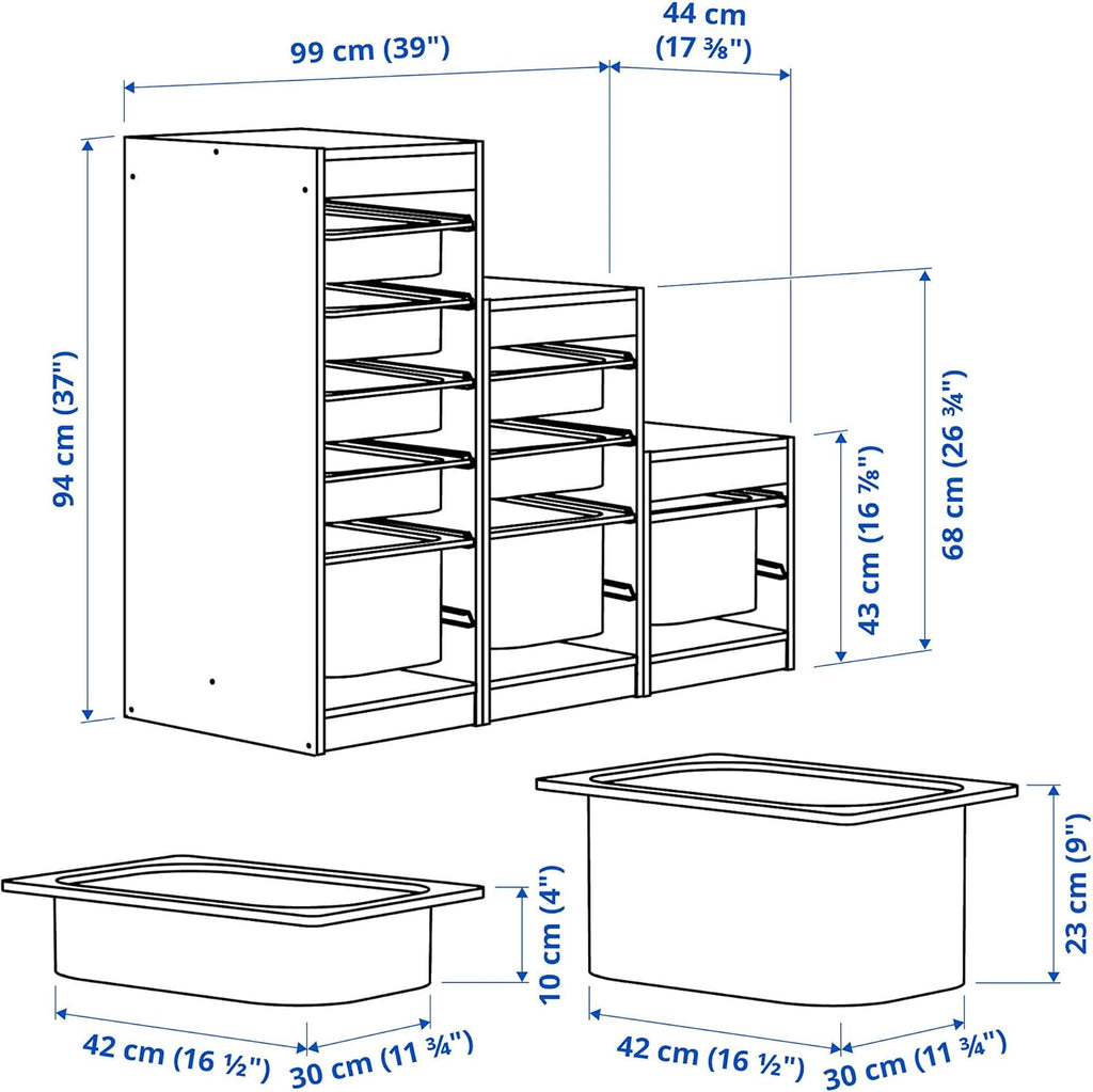 Ikea TROFAST Storage Combination with Boxes, 99x44x94 cm, White P64903