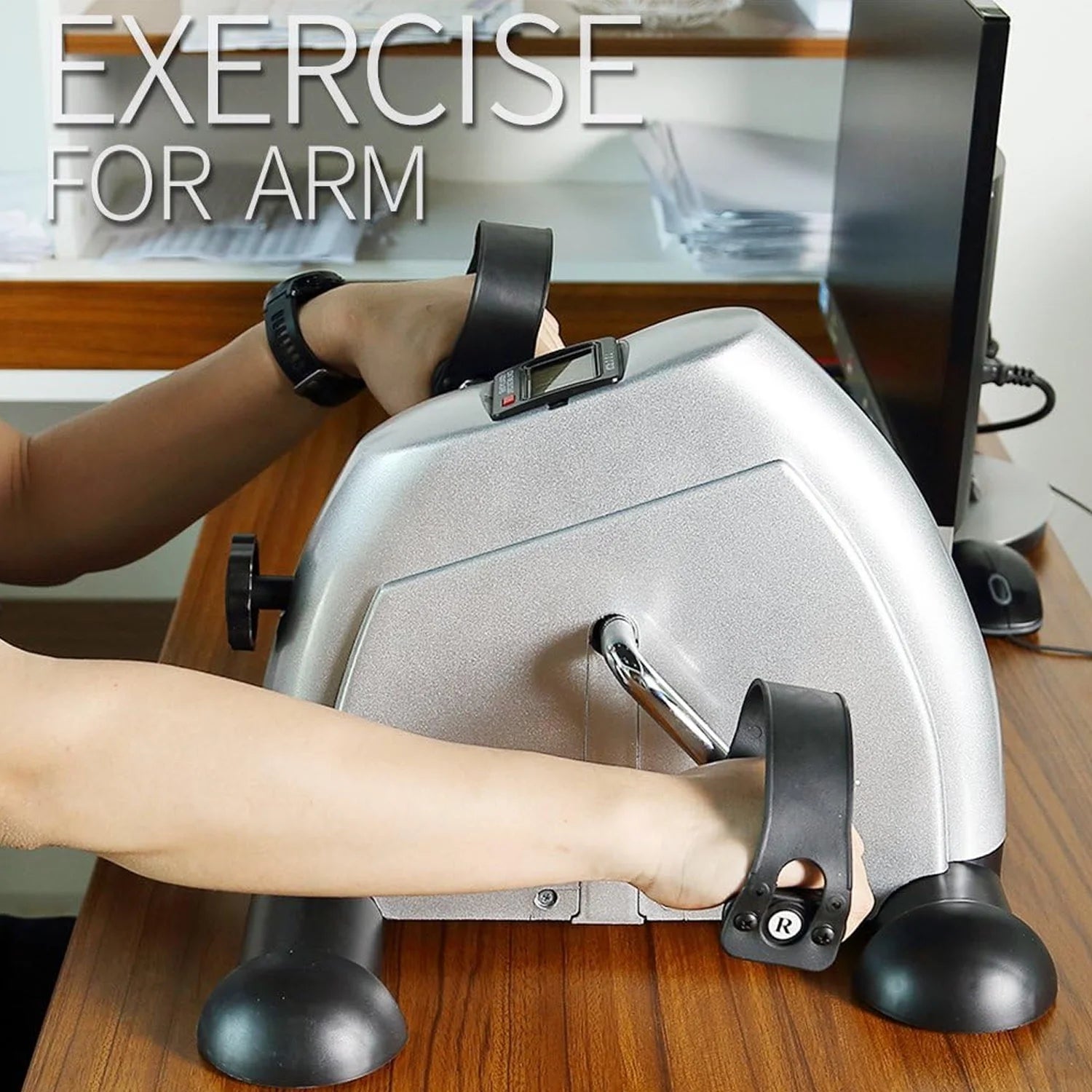 Under Desk Bike Pedal Exerciser with LCD Display for Arm and Leg Exercise H131900