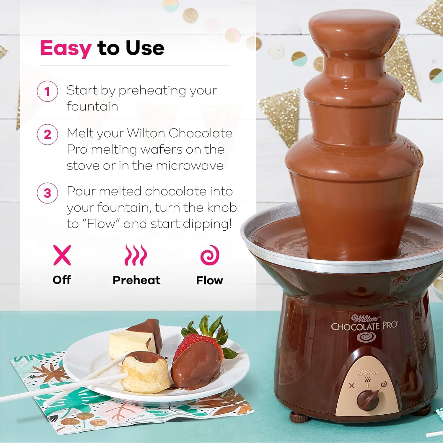 Wilton Chocolate Pro 3-Tier Chocolate Fountain, 16-Inch, 4-lb Capacity O990478