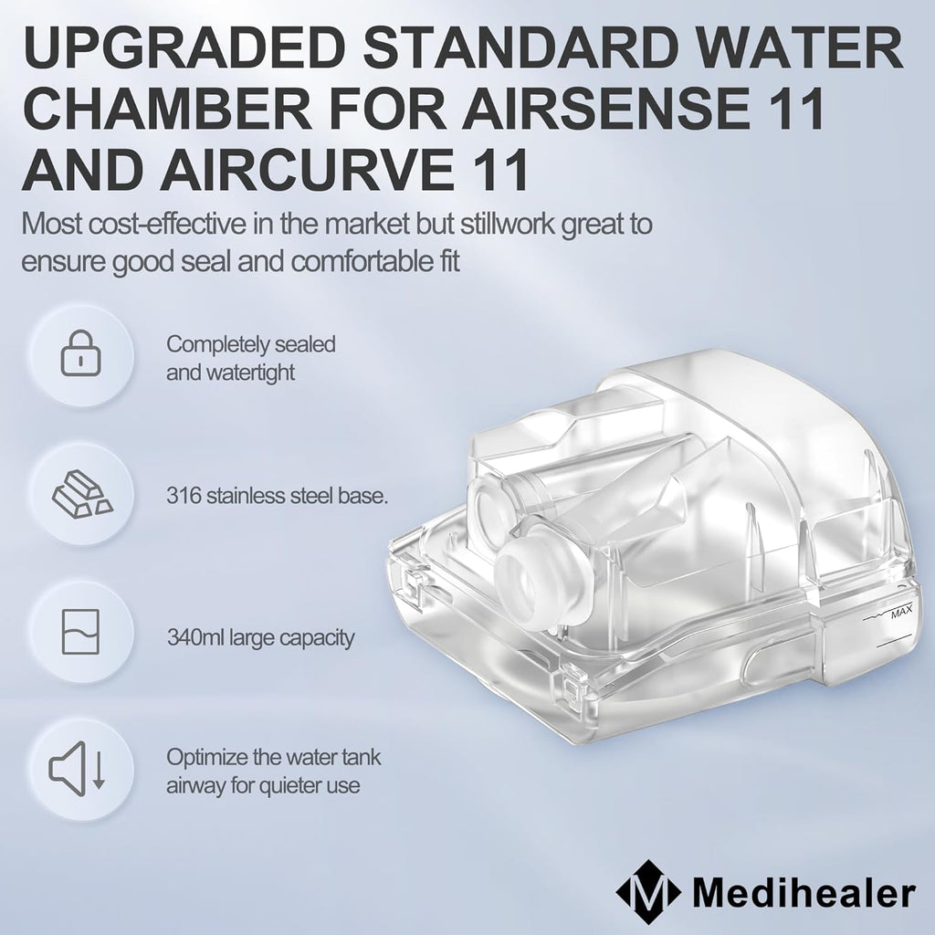Improved Water Chamber for Air Sense 11, HumidAir Tub for S11 Series, 380ml, by Medihealer Q48729